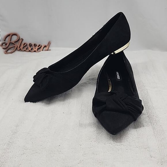 ●NINE WEST●FAVS FLATS BLACK POINTED-TOE GOLD TRIM BOW ON TOE BOX LADIES 8 NWOB - Picture 13 of 16